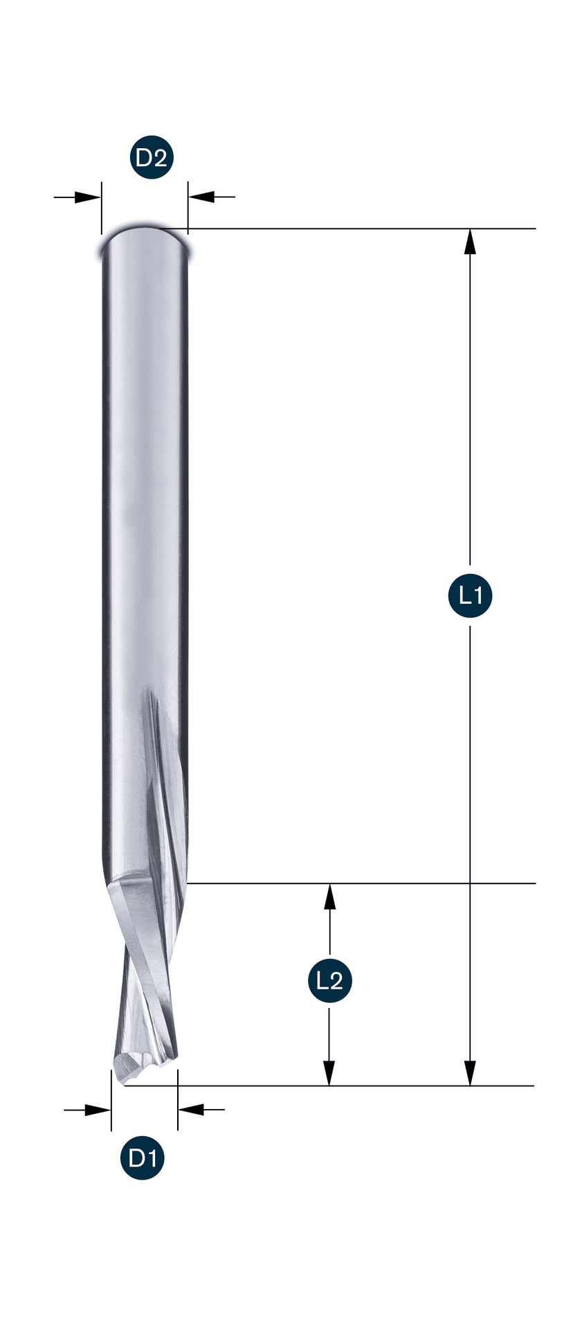 SHARP-LINE Fräser Z2 SR · 1 Schneide über Mitte · linksdrall - rechtsschneidend