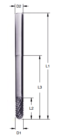 Schrupp-Kugelfräser · Kopfradius R = 0,5 x d