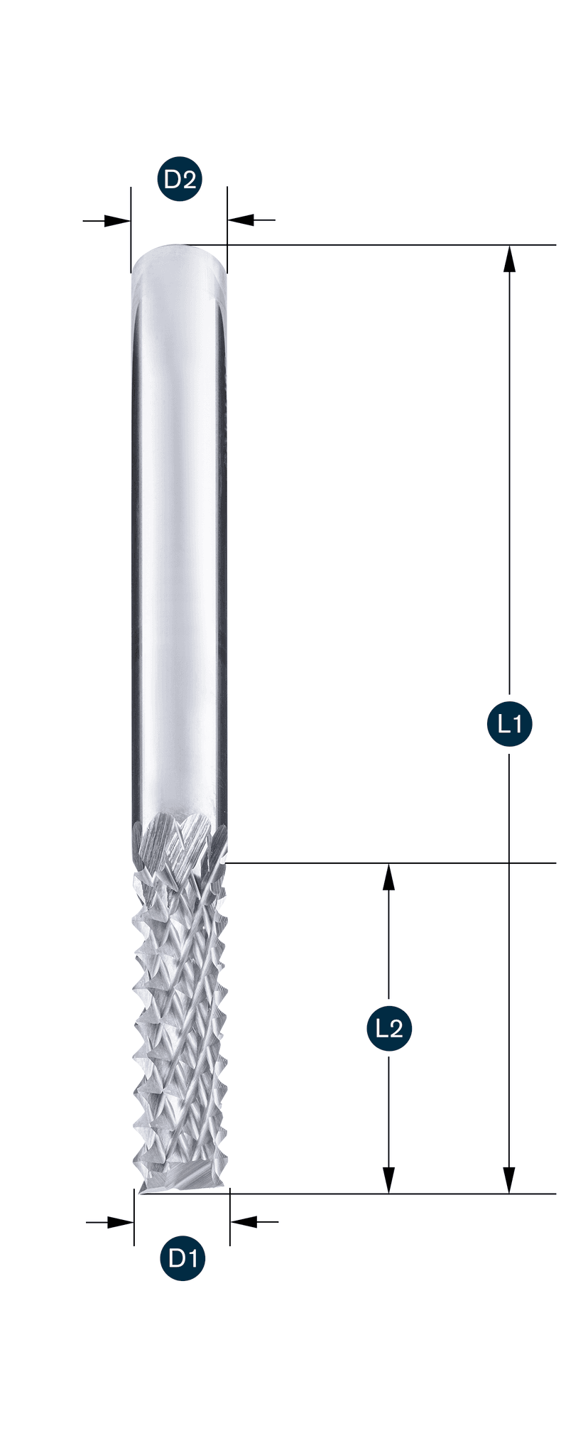 Carbon-Fräser Z2 · Umfangsschneide - schiebend · WD verzahnt