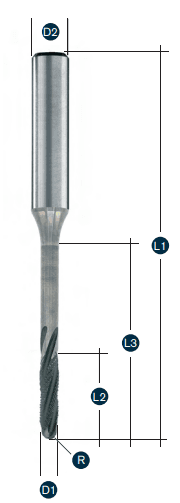 Zirkonator-Radiusfräser Z4, DIP-beschichtet