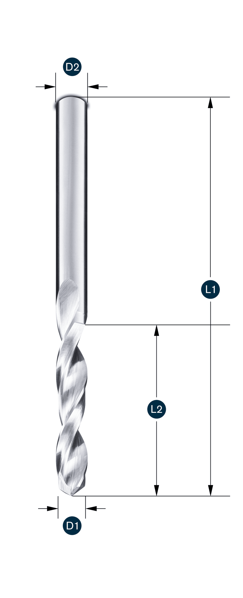 Aluminium-Spiralbohrer Z2 · rechtsdrall - rechtsschneidend