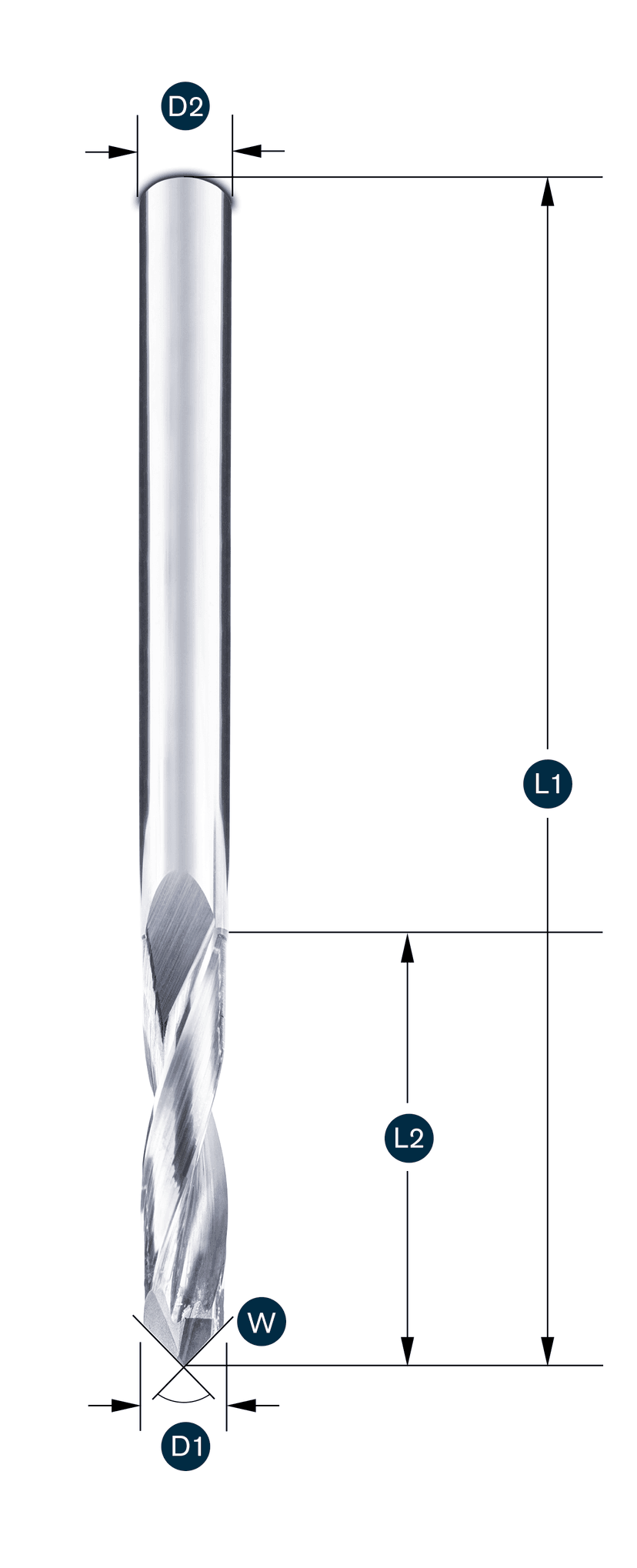 PKD-Spiralbohrer Z2 · rechts - rechtsschneidend