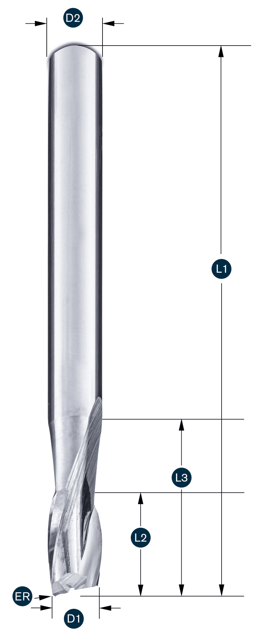 "PRO2GATOR" HSC-Torusfräser Z2 rechtsdrall - rechtsschneidend