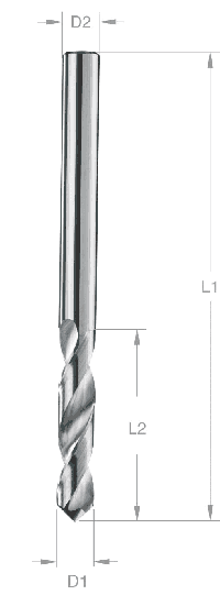 VHM-Spiralbohrer Z2 · rechtsdrall - rechtsschneidend